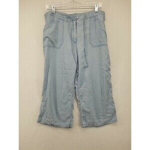 VILLAGER BY LIZ CLAIBORNE WOMENS PANTS BLUE 12 CROPPED CAPRIS CASUAL COMFORT